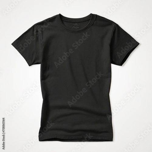 Black Blank Cotton T-shirt Mockup Design Template.Isolated Men short Sleeve Wear Front Shirt Textile Clothing Fashion Mockup for Advertisement.Model Body People Apparel Retail Style Concept
