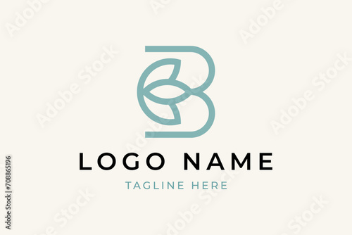 Letter b lotus flower logo design vector photo
