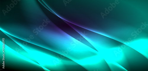 Dynamic waves in ethereal glow of neon lights. Concept merges fluidity of motion with vibrant allure of neon, crafting entrancing backdrop that embodies both vitality and futuristic sophistication