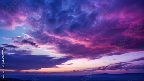 A Captivating Sky Photo Capturing Night Colors During Twilight. As Day Transforms into Night  Experience the Harmonious Blend of Deep Blue  Violet  and Pink Hues.
