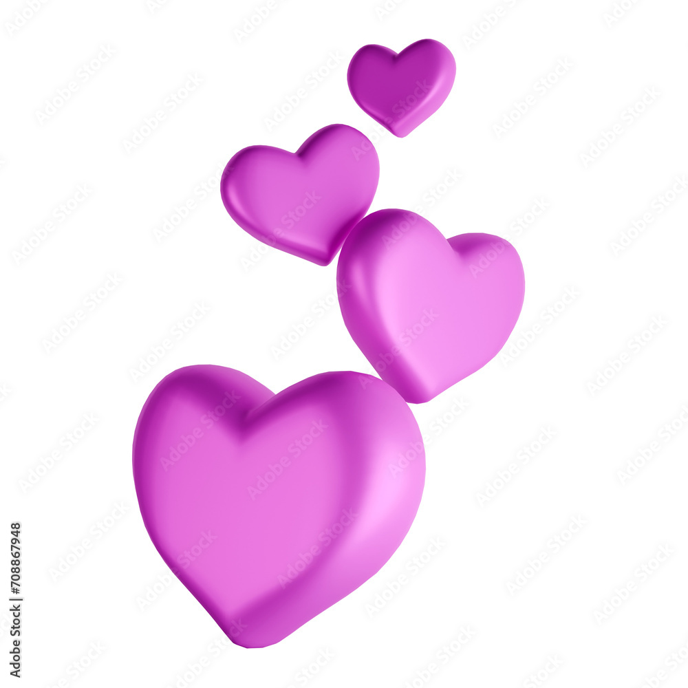 Pink heart 3D rendering .