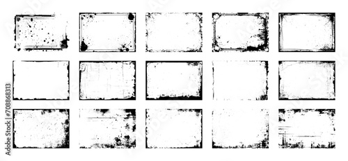 Set of frame different distressed black texture. Distress overlay vector textures. Set of dotted abstract frame. Distressed overlay texture.