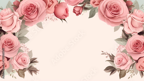 Empty floral frame with copy space for greeting card or invitation design