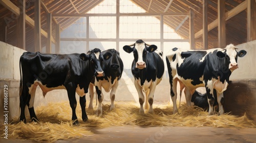 Herd of Cows in a rural barn environment. Farm. Rural farm life. photo