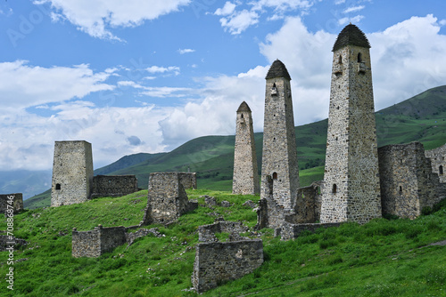 Ruins of Erzi ancient settlement in Ingushetia