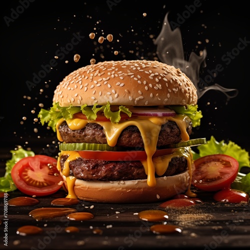 party Burger, Appetizing hamburger ai generated