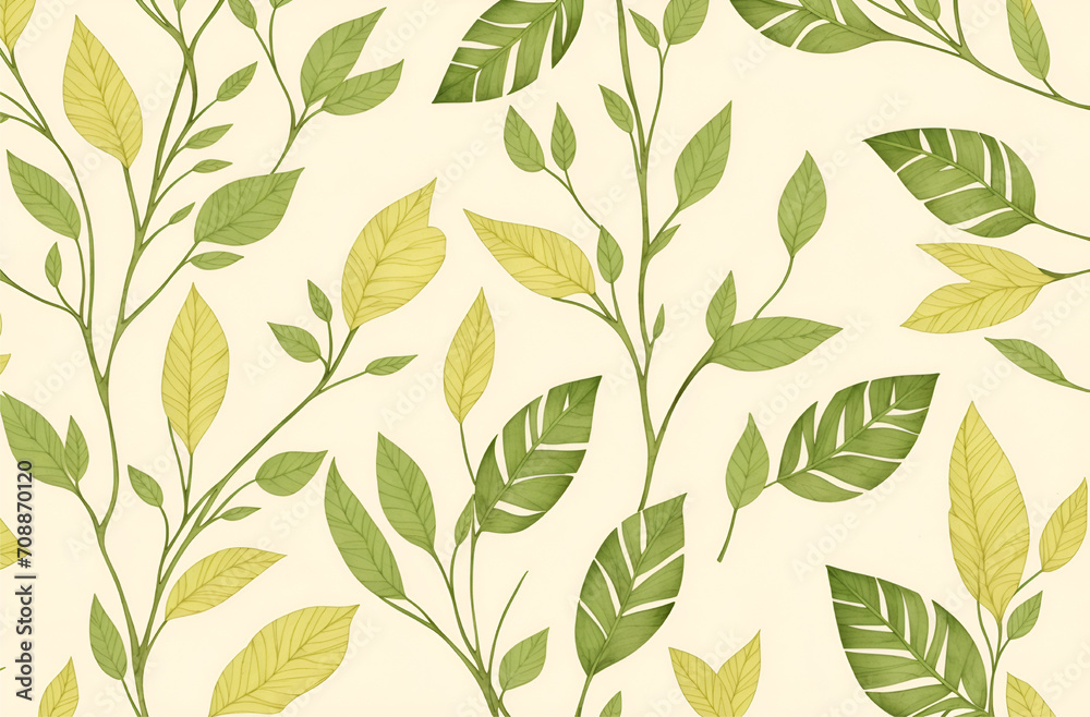 Seamless pattern of green leaves on a white background Seamless pattern of green leaves on a white background