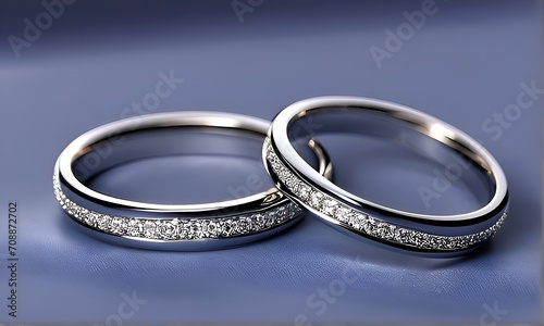Generative ai. a couple of wedding rings sitting on top of a table,. elegant, platinum jewellery, the ring, title, silver jewelry, rings