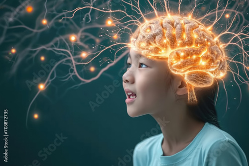 Science is something that study and learn with brain connection , Brain Nervous System concept