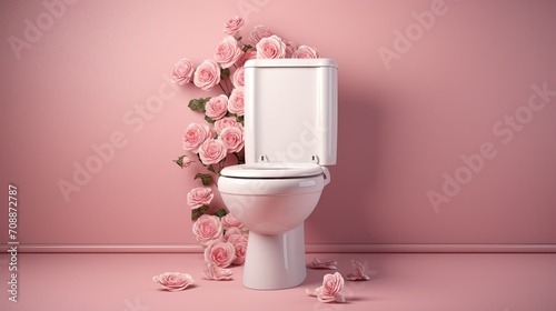 modern bathroom with toilet and fragrant flowers