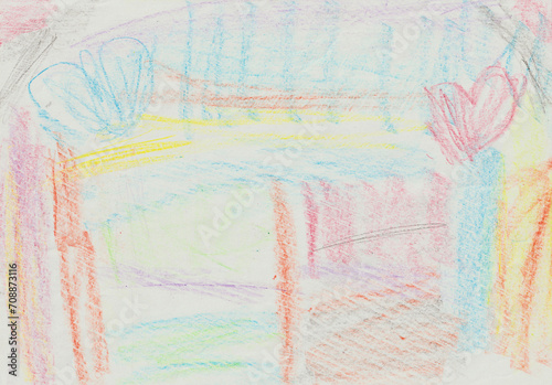 画用紙に描いた色鉛筆のカラフルな背景