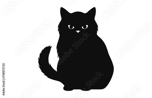 Fototapeta Naklejka Na Ścianę i Meble -  A Exotic Shorthair Cat black Silhouette Vector art isolated on a white background