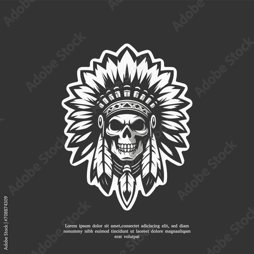 skull head apache logo illustration