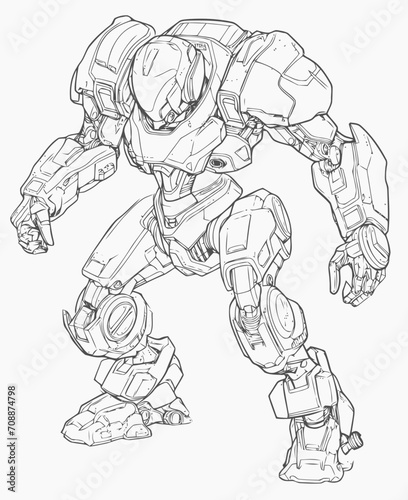 Mecha illustrations. Coloring book pages