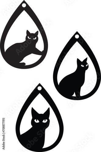 Black cat earrings cutout