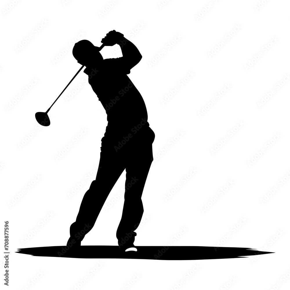 Silhouette golf player full body black color only