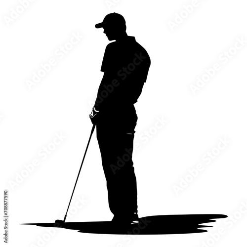 Silhouette golf player full body black color only