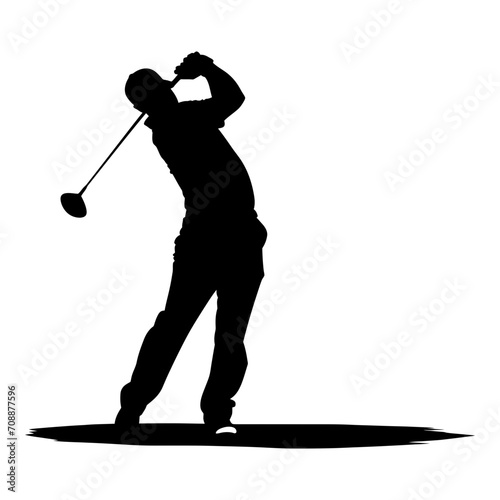 Silhouette golf player full body black color only