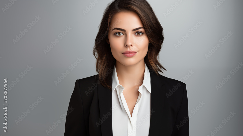 young woman in a white background wearing professional clothes talking young woman in a white background wearing professional clothes talking