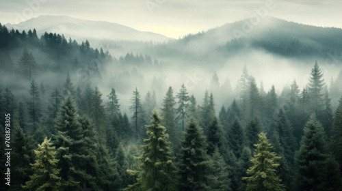 Foggy morning in the mountains © tashechka