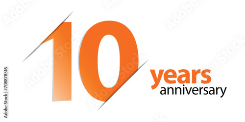 10 years anniversary vector icon, logo. Graphic design element with number