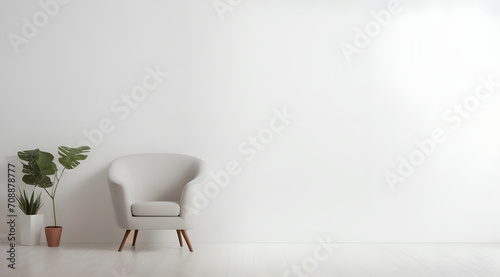 arm chair interior on blank copy space room ai generated photo