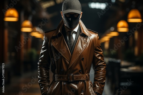 Photo Realistic of a Gentleman in a Classic Trench Coat and Leather Gloves, Generative AI photo