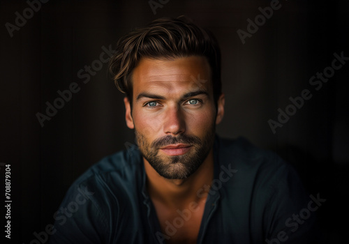 Young Male Model Looking Serious at the Camera