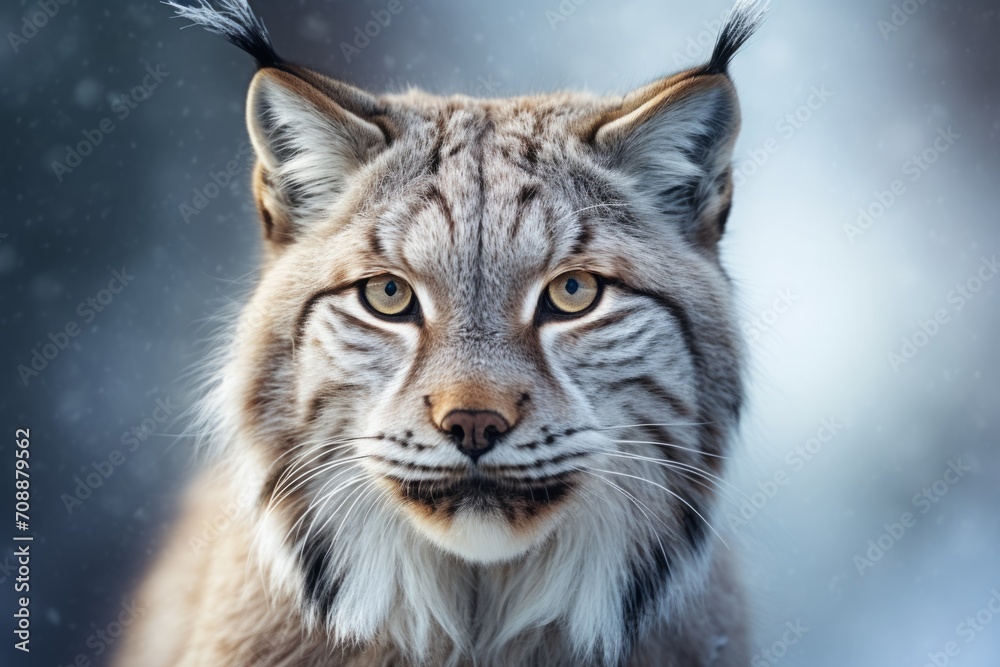 Naklejka premium lynx in its natural habitat. portrait of a large cat, an animal of the feline family.