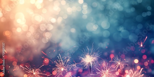 Beautiful fireworks and bokeh background for New Year and Christmas