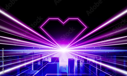 Abstract Modern colored poster for neon light heart out with neon light frame of valentine.vector design