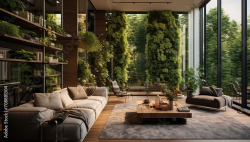 modern apartment with lush green plants