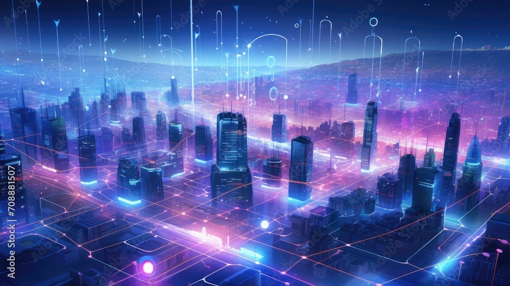 Fototapeta premium Isometric cityscape with futuristic technology