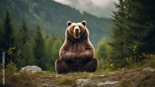 Bear sitting and meditating.