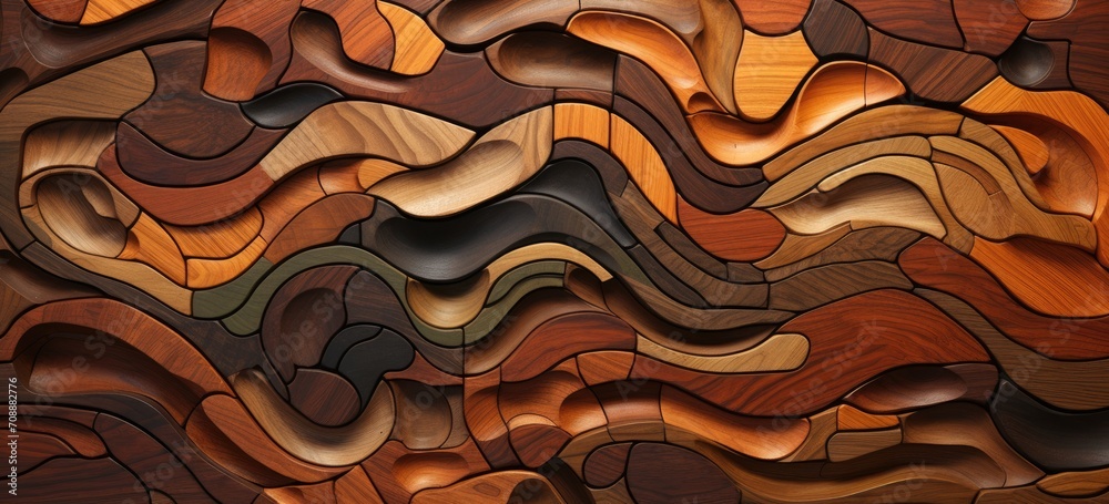 Organic wood surface with wavy texture patterns and organic color palette with gradients and erosion.