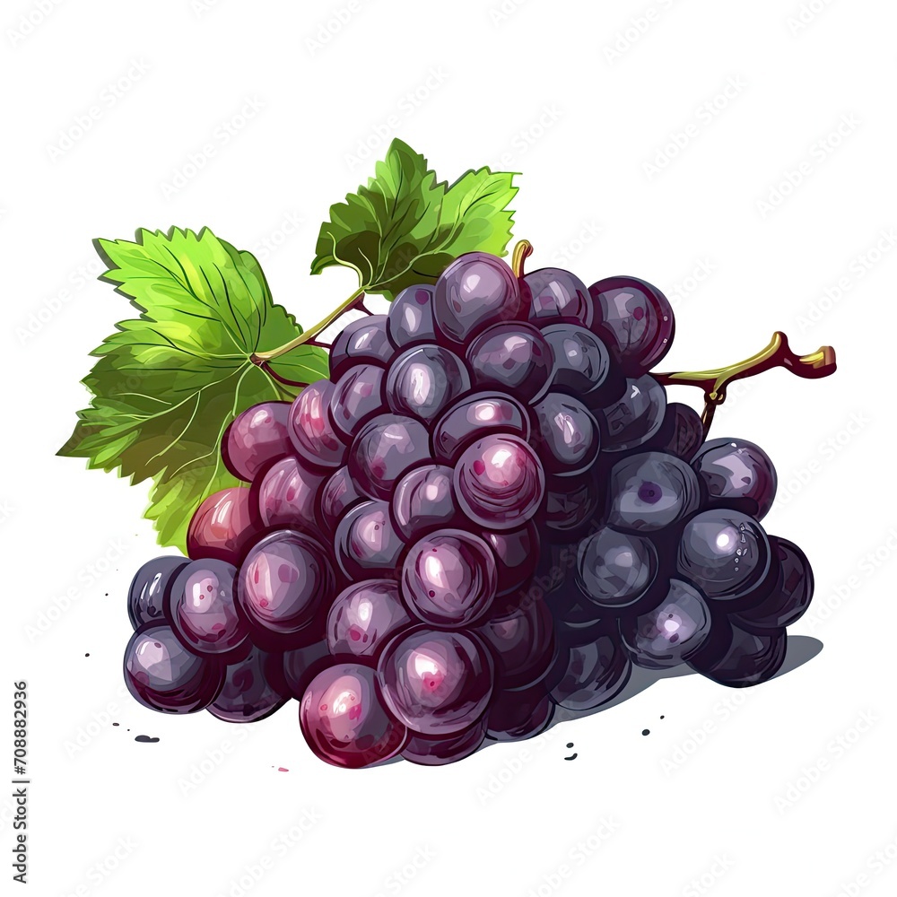 Fototapeta premium Black grapes isolated on white background 