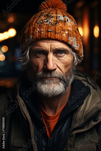 Photo Realistic of a Man in a Cozy Knit Sweater and a Beanie, Generative AI
