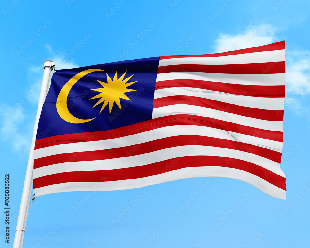 Malaysia flag fluttering in the wind on sky. Malaysia flag fluttering in the wind on sky.