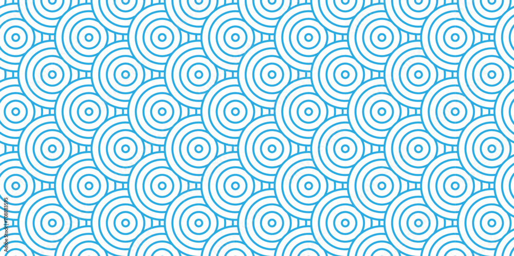 Modern diamond geometric waves spiral pattern and abstract circle wave lines. blue seamless tile stripe geomatics overlapping create retro square line backdrop pattern background. Overlapping Patter