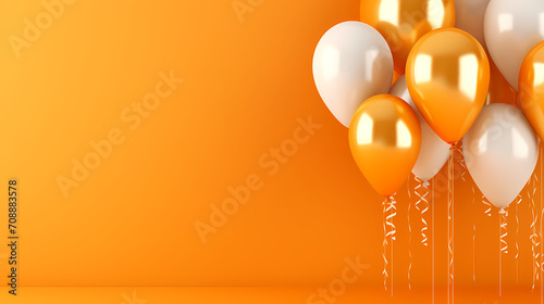 Party balloons, birthday decoration background, anniversary, wedding, holiday with space for text