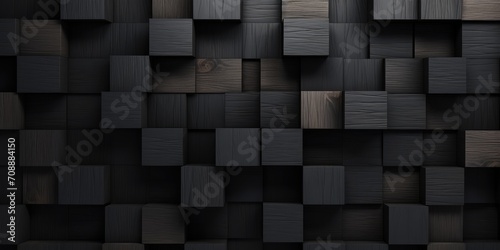 3D cubes black wood texture for backdrop block stack. photo