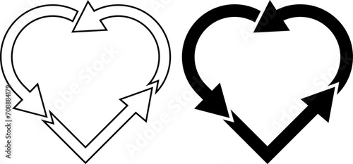 outline silhouette Recycle heart icon
