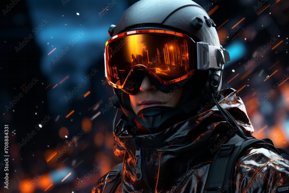 Photo Realistic of a Skier in a Sleek Ski Suit and Goggles, Generative AI Photo Realistic of a Skier in a Sleek Ski Suit and Goggles, Generative AI