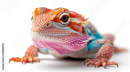 Detailed colored lizard on a white background