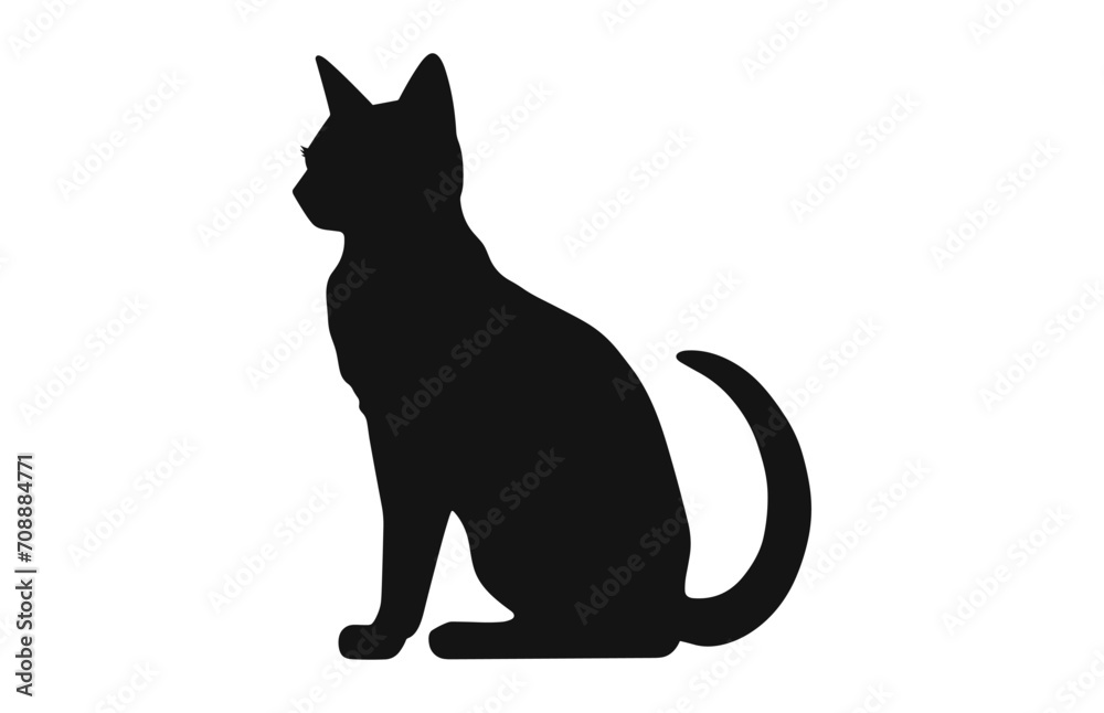 Burmese Cat Silhouette Vector art black Clipart isolated on a white background