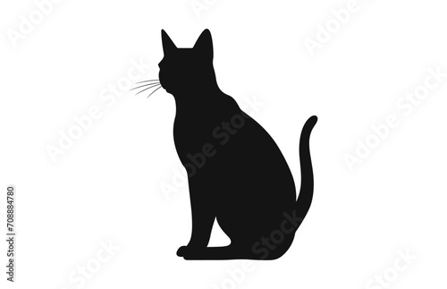 Burmese Cat black Silhouette Vector isolated on a white background