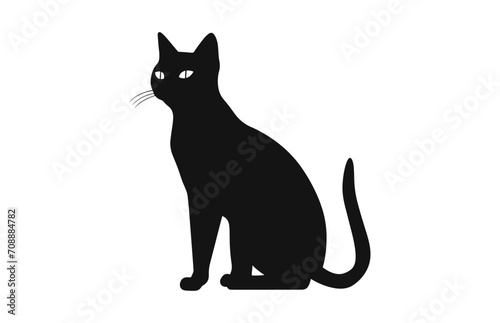 Burmese Cat black Silhouette Vector isolated on a white background