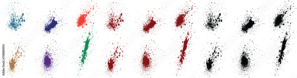 Various bloody ink brush vector green, pink, purple, red, black, blue color paint illustration set Various bloody ink brush vector green, pink, purple, red, black, blue color paint illustration set