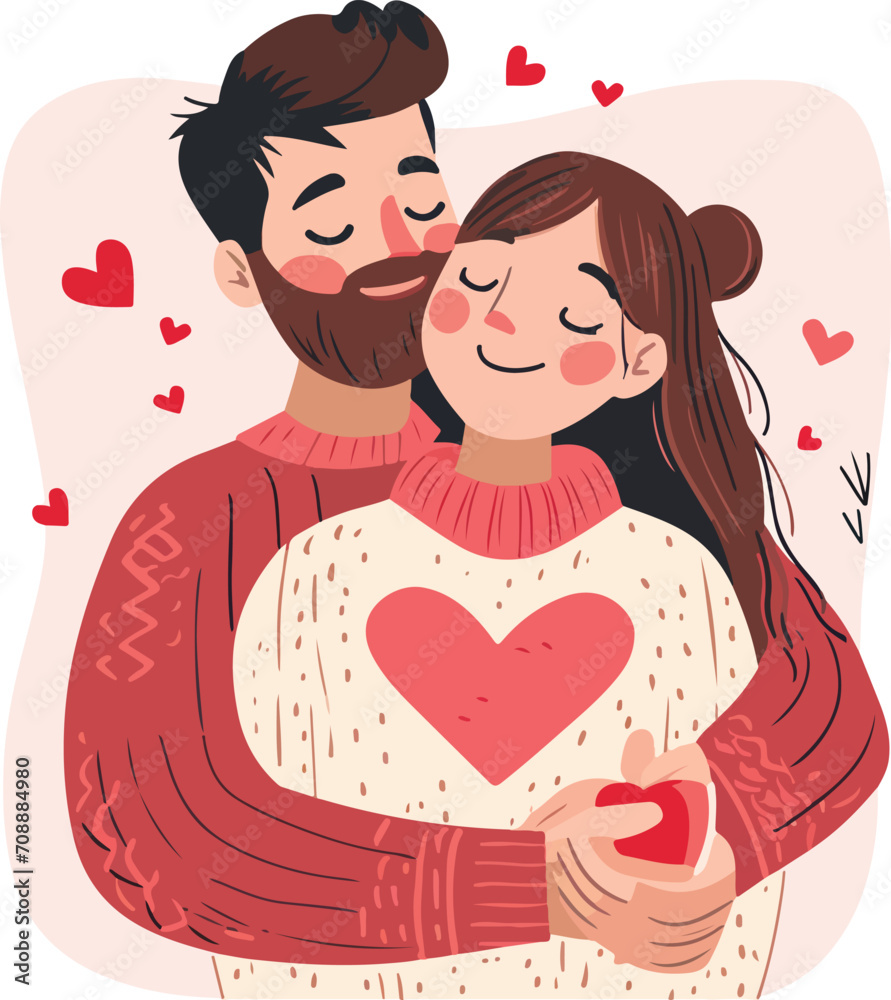 vector illustration with a couple of love. happy valentines day. happy valentines day concept. romantic date. vector illustration. isolated flat style.
