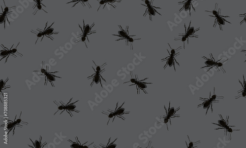 Seamless wallpaper with black ants. © wungkal